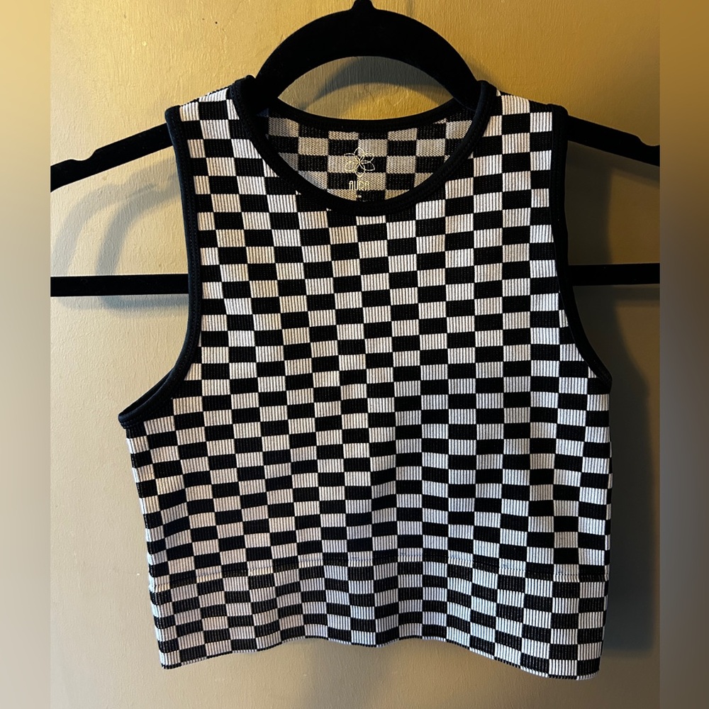 Black and White Checkered Women's Top